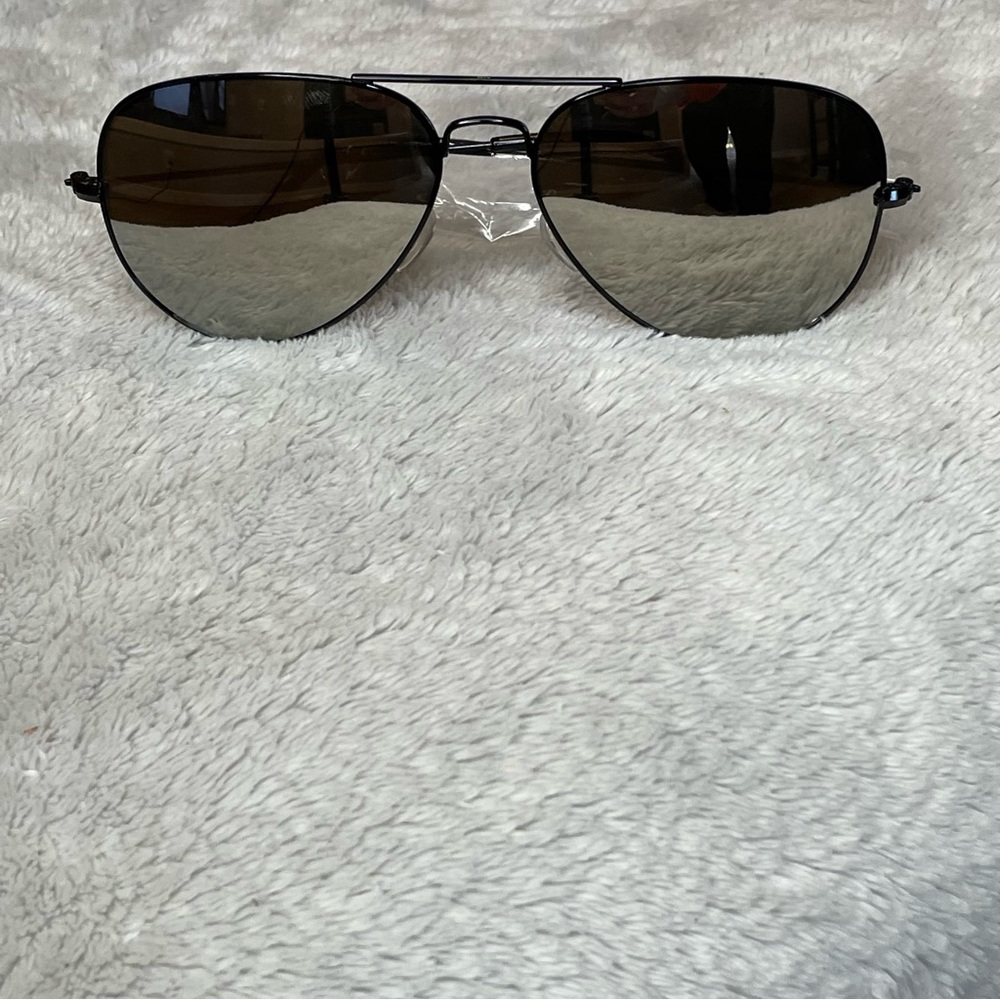🔥 3 FOR $25 SALE 🔥 Oliver 58mm Aviator Sunglasses AQS Black Metal Mirrored NWOT - Picture 7 of 10